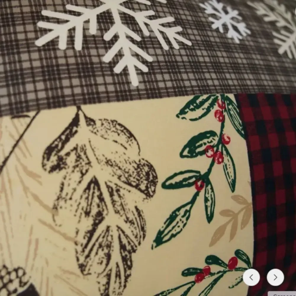 Christmas Holiday Patchwork King Comforter Set Holly Sleigh Plaid Farmhouse